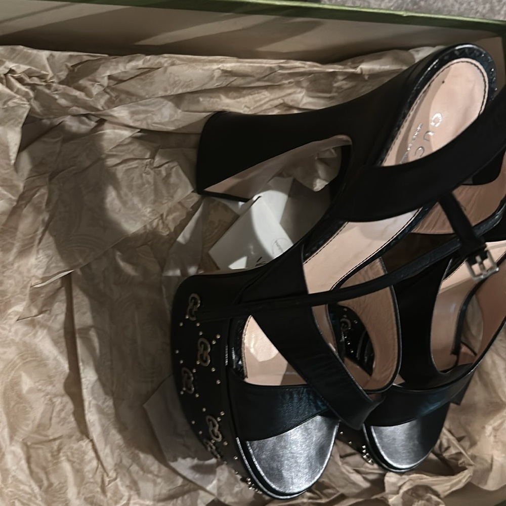 Gucci Black Embellished Platform Heels - Picture 5 of 6